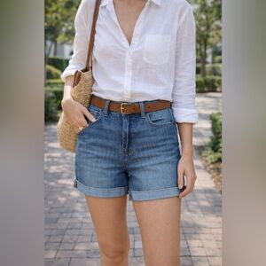 J Crew Denim Short Womens Sz 28 Liza Wash Cuffed Cut Off Vintage Look No Stretch